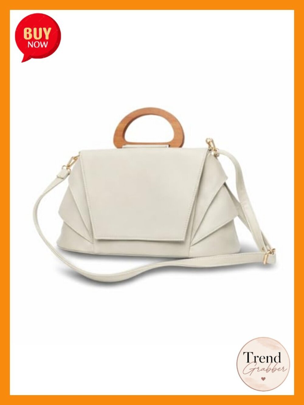 Women's Top Handle Vegan Leather Satchel with Wooden Handle, Crossbody Bag